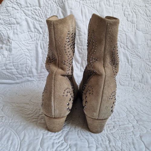 Serafini Etoile Beige suede studded ankle boots . Size 38 UK 5 - Picture 4 of 6