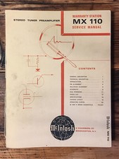 McIntosh MX-110 Preamplificatore / Preamplificatore Manuale di servizio *Originale*