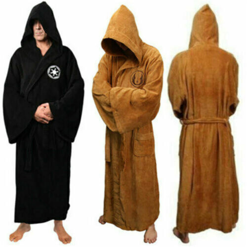 Men Star Wars Soft Bathrobe Jedi Sith Hood Dressing Gown Grasp Softly