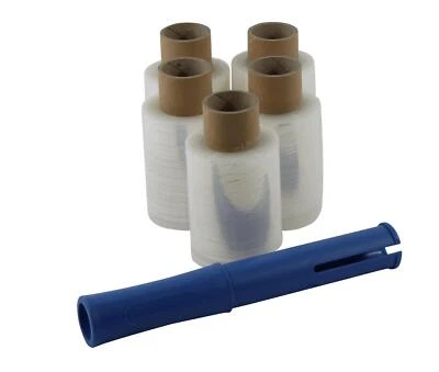 SK-VERPACKUNGEN 5 X Ministretchfolie Mini Stretch Folie Stretchfolie + Abroller ✅ 10cm 23µm