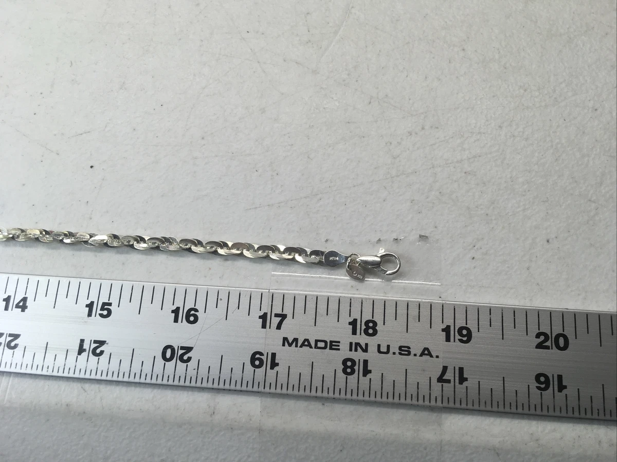18 LONG SILVER TWISTED ITALY STAMP 950 NECKLACE STERLING