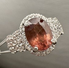 Natural Spessartine Garnet W/White Topaz 925 Sterling Silver Ring Sz 5.5