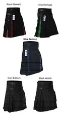Men's Tartan Hybrid Utility Kilt, Hybrid Kilt, Utility Kilt Multiple Color