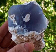 Beautiful Color Raw Blue Chalcedony in White Tuff