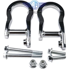 Front Recovery Tow Hooks For 07-19 Chevy Silverado GMC Sierra 1500 Silver Color