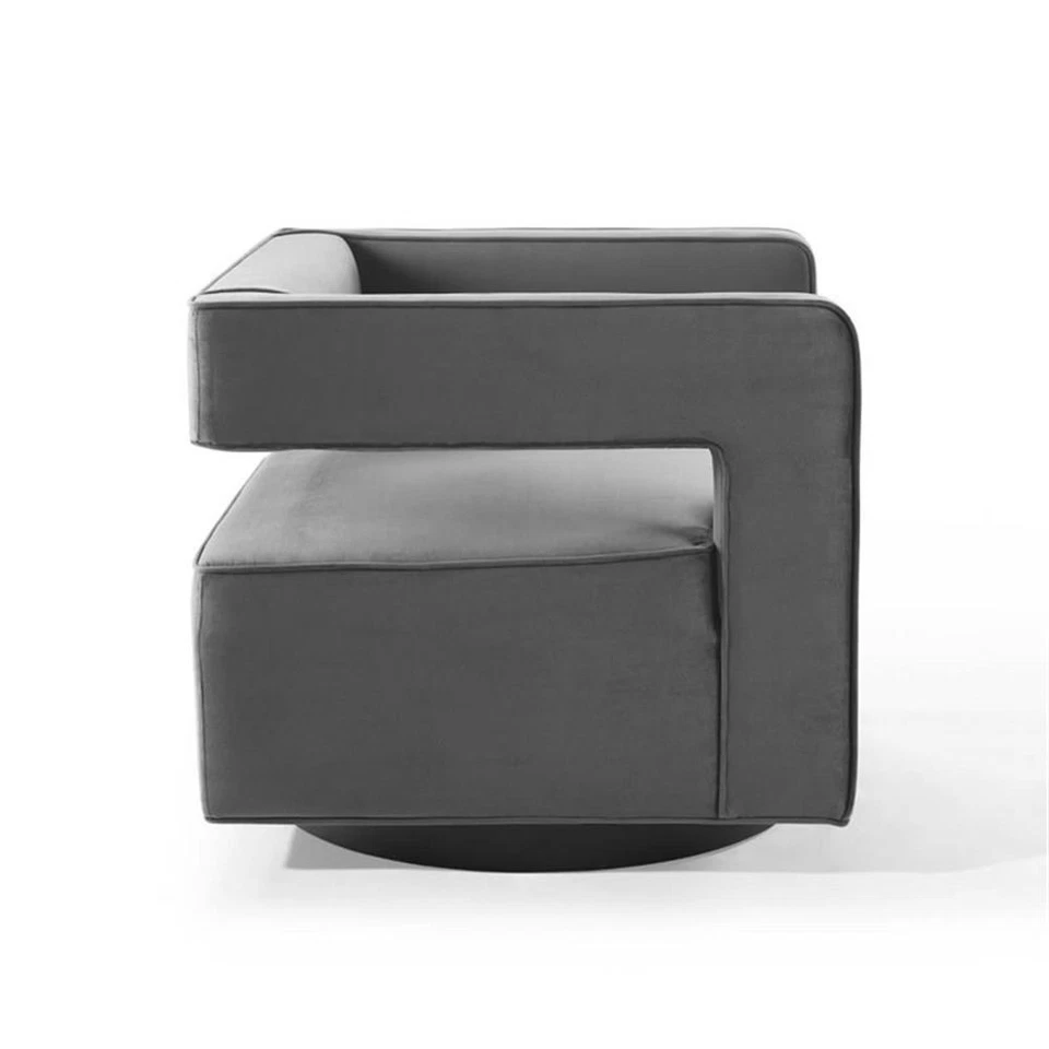 Modway Booth Modern Performance Velvet Swivel Armchair in Gray - Image 4 of 4