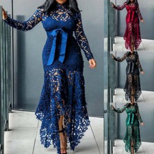 Plus Size Lace Womens Dress Ladies Maxi Dresses Prom Evening Party Dress Bodycon