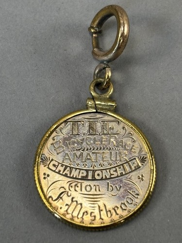 1890s High Wheel T.I.E. Bicycle Race Amateur Championship F. Westbrook Award Pin - Picture 4 of 6