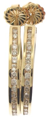 Lady s (14K) Yellow Gold Hoop 1 C.T.W Diamond Earrings - Free Shipping 