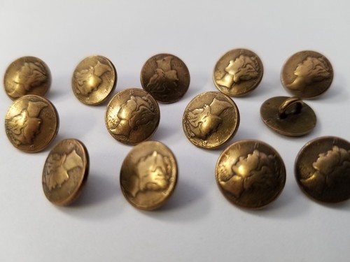 VINTAGE BUTTONS SET OF 12 SMALL TINY GOLD METAL TUZ2060 - Picture 2 of 2