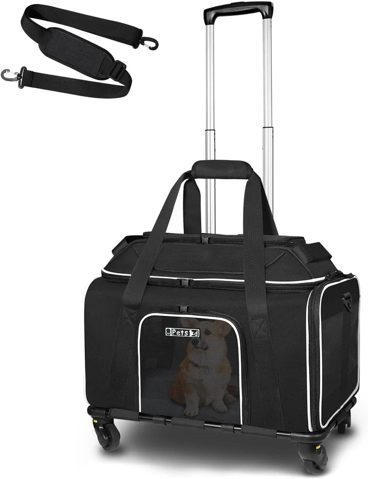 Convenient Expandable Pet Carrier with Locking Zippers - Black for Small Pets - Image 3 of 4