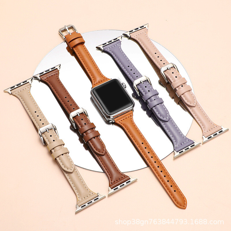 Slim Leather Strap Band for Apple Watch 12 11 10 9 8 7 6 SE 38/44/41/45/42/46mm