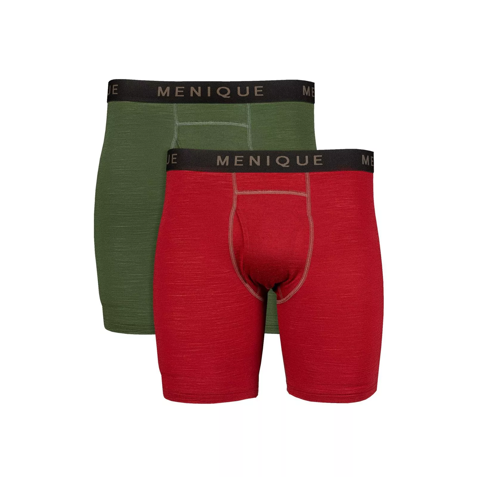 Pack de 2 boxers mérinos hommes cerise royale/vert foncé
