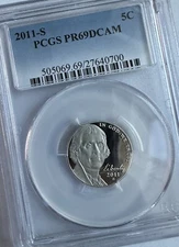 2011-S Jefferson PCGS PR69 DCAM 5c~PRISTINE- Looks Under Graded~#00/06/99