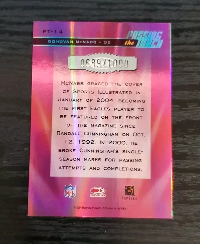 2004 Donruss Elite Passing the Torch #PT14 Donovan McNabb /1000 - Image 2 of 2