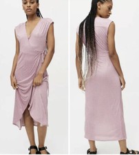 Urban Outfitters UO Zina Self-Tie Wrap Midi Dress Pink Women's Size Large-NWT