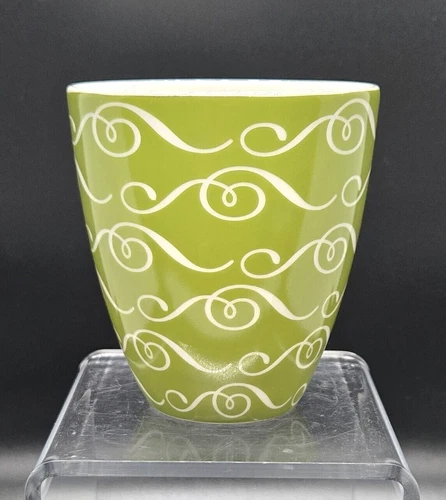 Starbucks Cup Mug ~ No Handle ~ 2010 ~ New Bone China ~  Green White Swirls