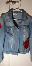 Elan Woman Denim Jacket Size M Floral Design