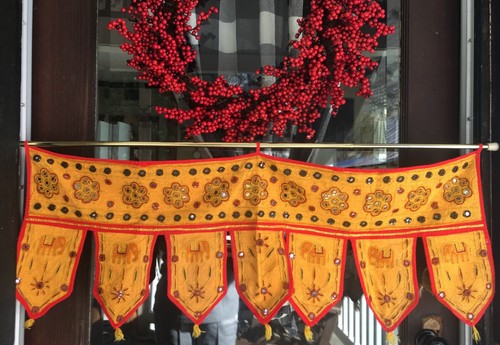 Vintage Kandahar India Saffron Yellow Door Window Valance Toran Art Wall Hang - Picture 6 of 10