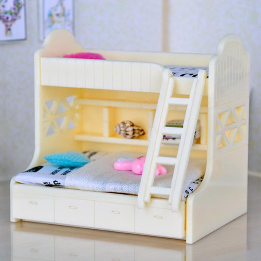 1/12 Dollhouse Miniature Furniture Bunk Bed Double Bunk Bedroom