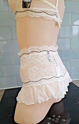 Aubade Ivory/Black Collection CHAR Sheer Lace/Mesh French Knickers