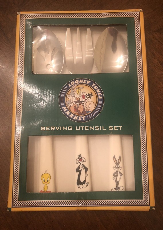Vintage Looney Tunes Serving Utensil Set 1995 Bugs Sylvester Tweety WB Store NIB