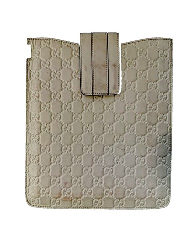 New Authentic GUCCI GG Monogram Guccissima Leather iPad Case Gray