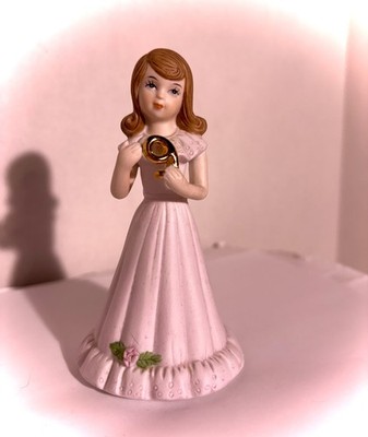 Vintage Enesco Growing Up Birthday Girls Age 9 Brunette  Porcelain 
