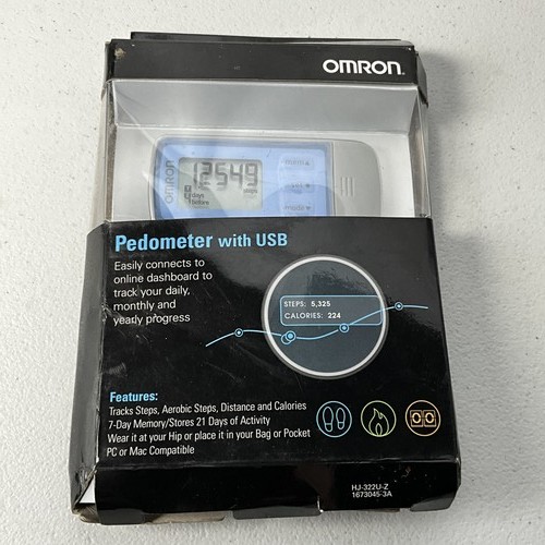 OMRON HJ-322U Pedometer with USB Fitness Tracker Steps Calories Distance New