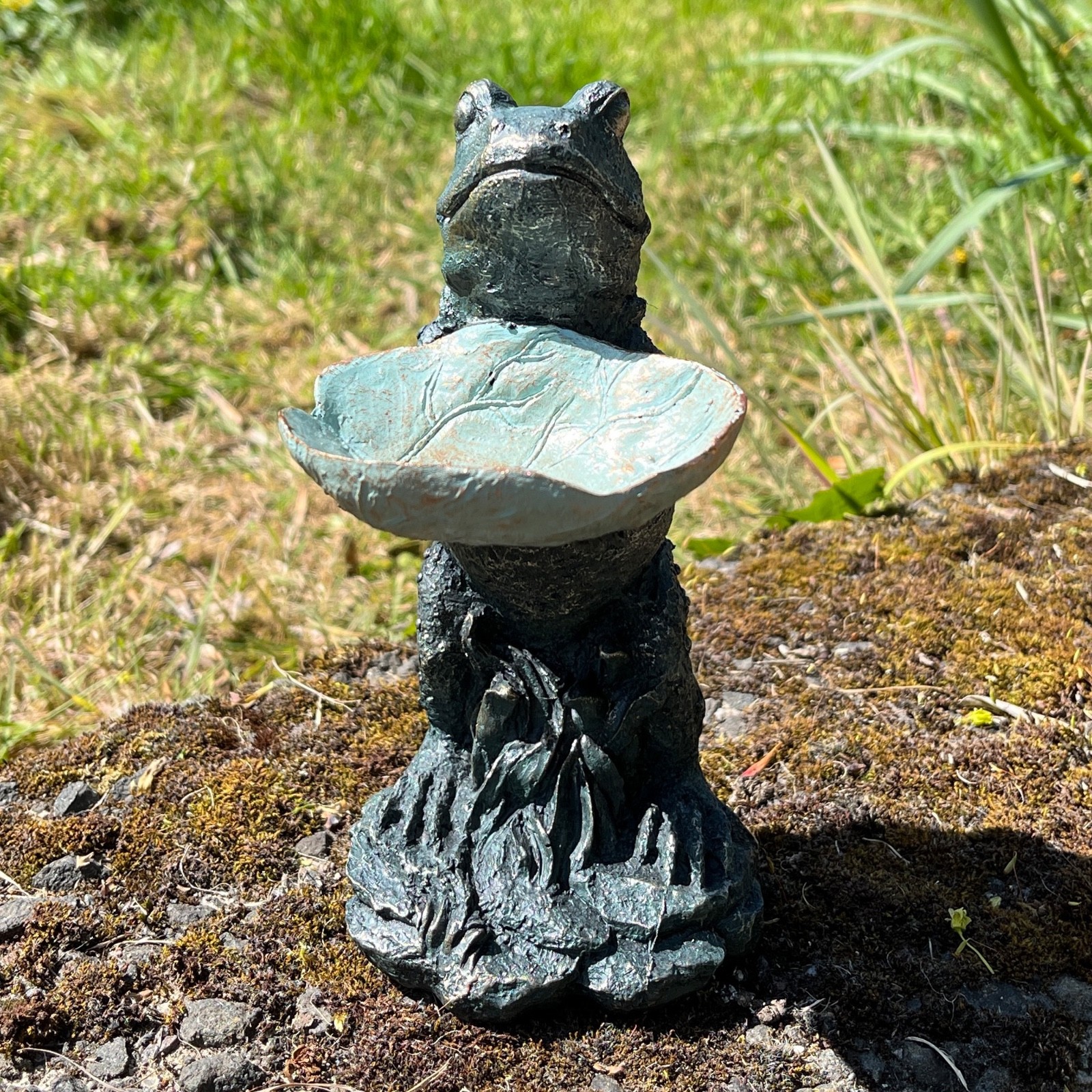 Garden Ornaments and Statues Small Frog Leaf Bird Feeder Dish Bowl Outdoor Gifts