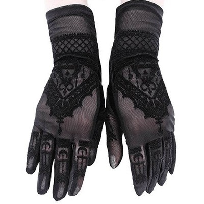 Restyle Gothic Victorian Spitze Abend Handschuhe - Henna Lace Mesh