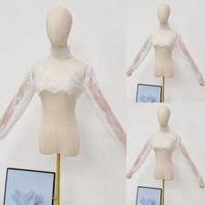 Lace Appliques Wedding Long Sleeves Bride Jacket High Neck Bridal Boleros