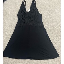 INC International Concepts Womens XS Sleeveless Lace Chemise Dress Black NEW