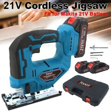 Cordless Jigsaw with 2x Battery 21V Electric Jig Saw Woodworking Tool & Charger
