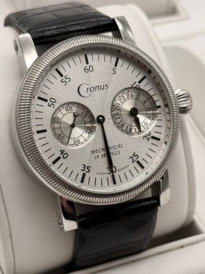 Cronus Mechanical Handaufzug Herrenuhr Klassisch Leder Edelstahl Schwarz