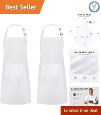 Versatile Unisex Adjustable Kitchen Apron with 2 Pockets - Oil Stain Resistant