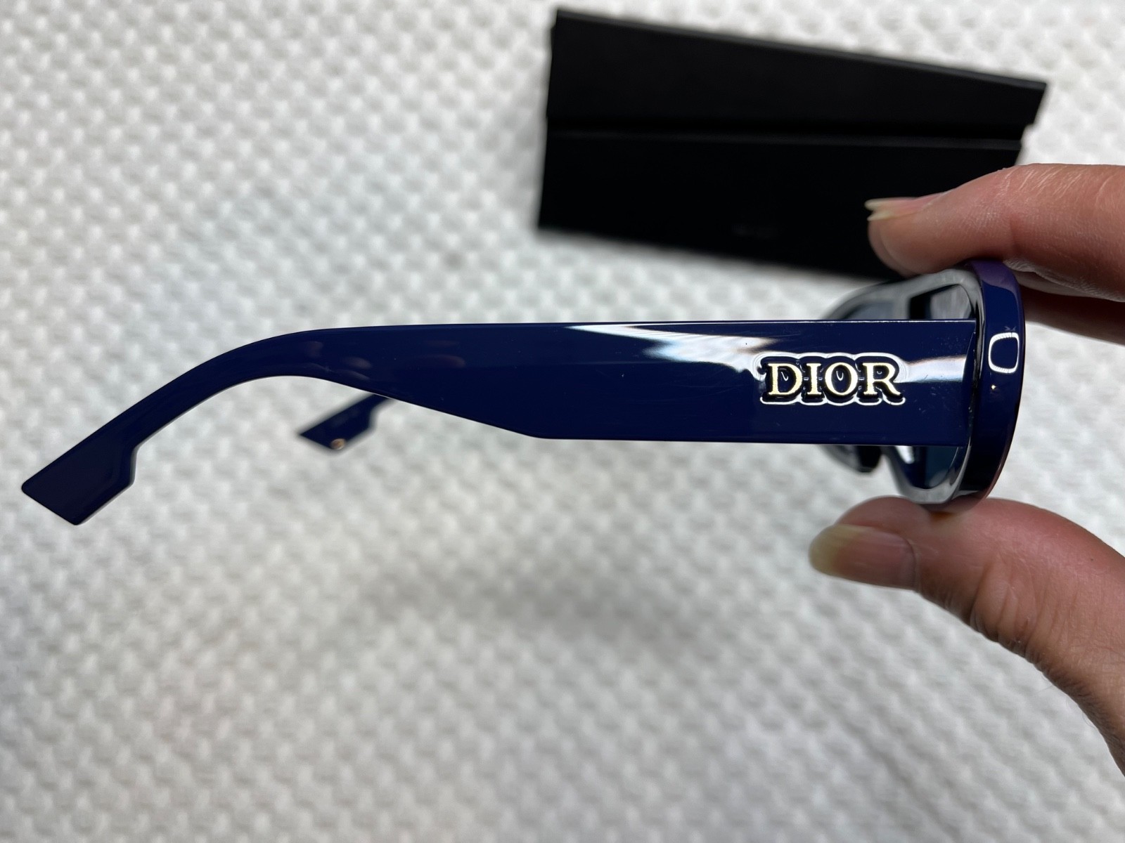 Christian Dior Oblique CD Gold Logo Blue Iconic Sunglasses with case, image 4