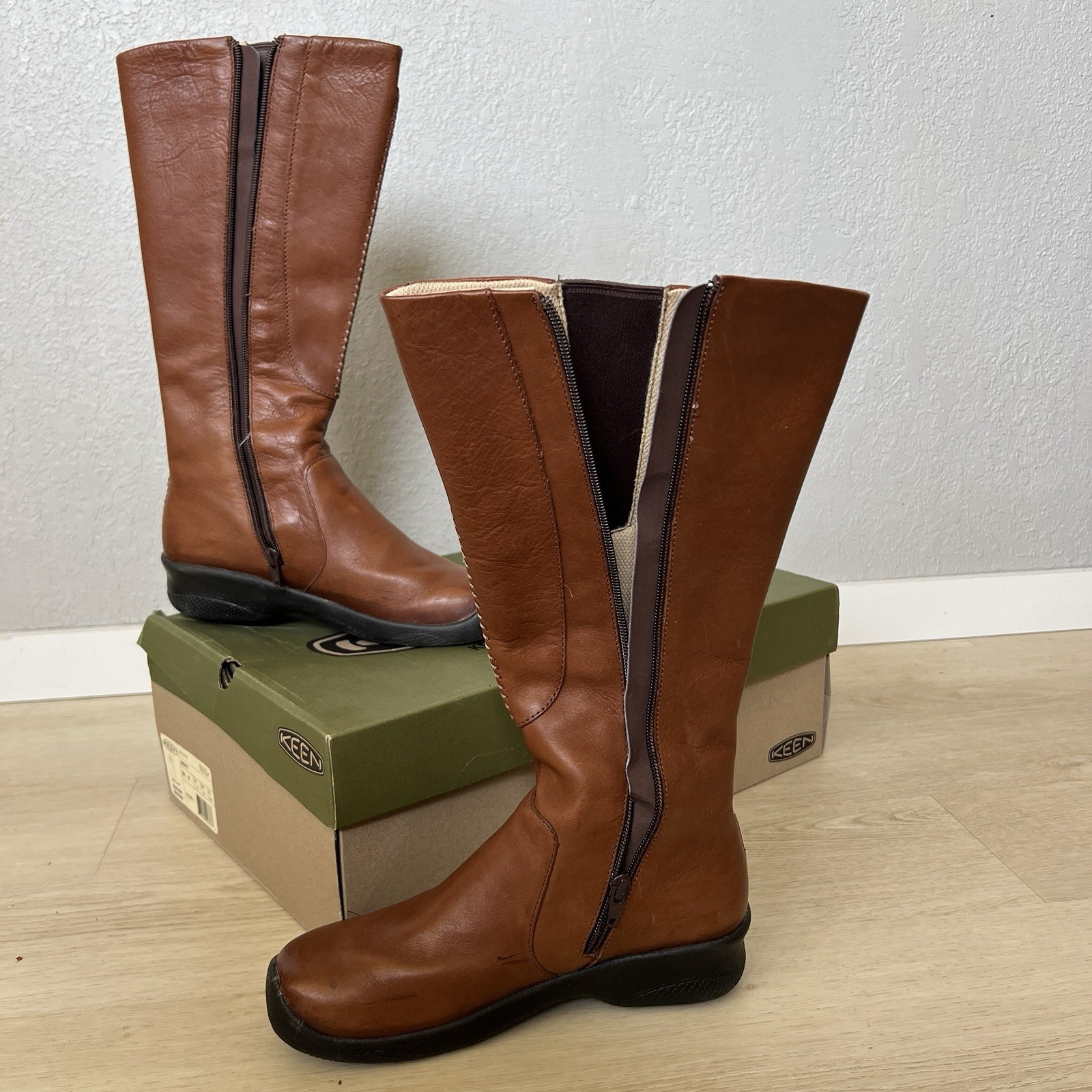 Stivali equitazione Keen Bern Baby Bern alti impermeabili pelle zip laterale intera donna 8