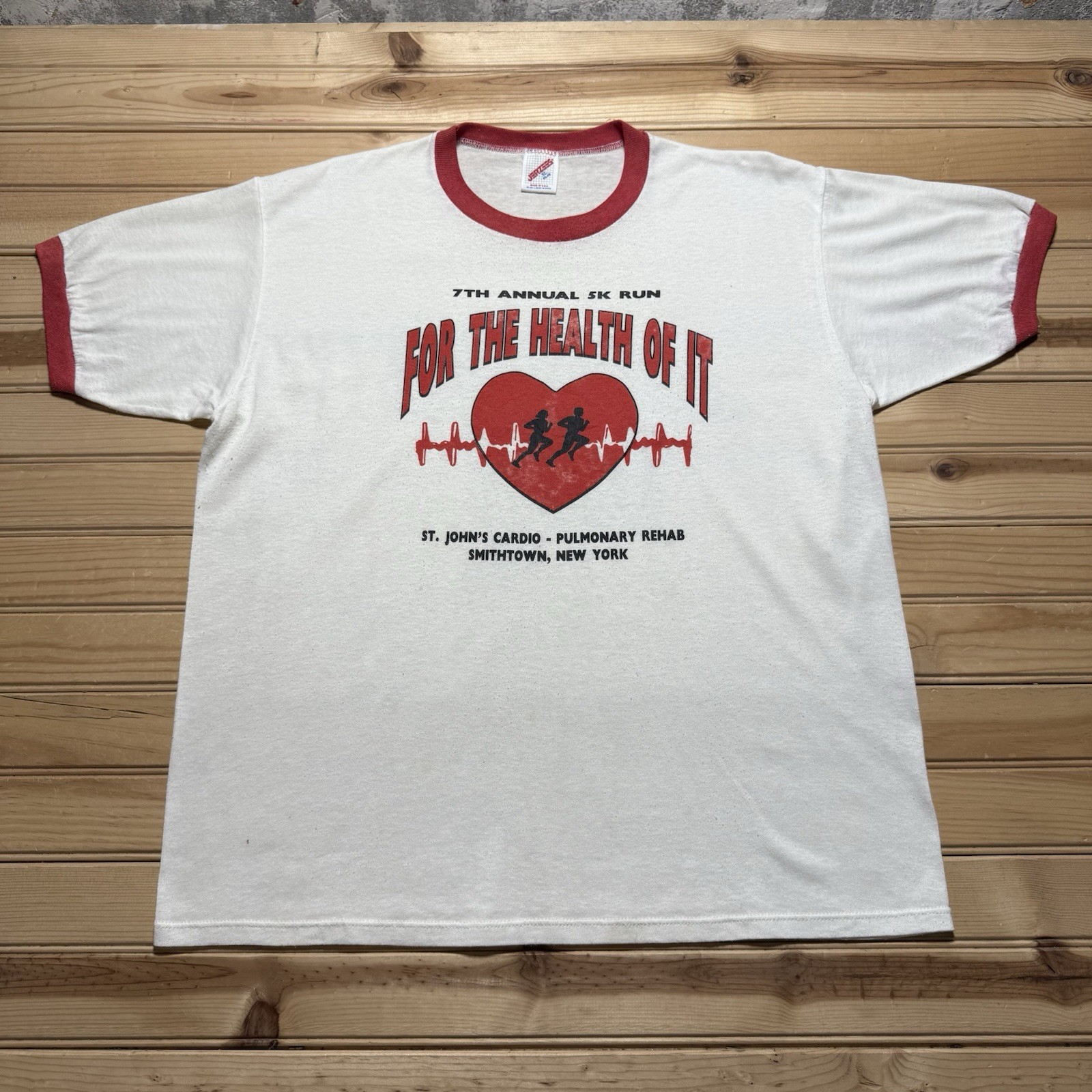 Vintage 80s New York Heart Beat 5k For The Health Run St Johns Shirt Size XL