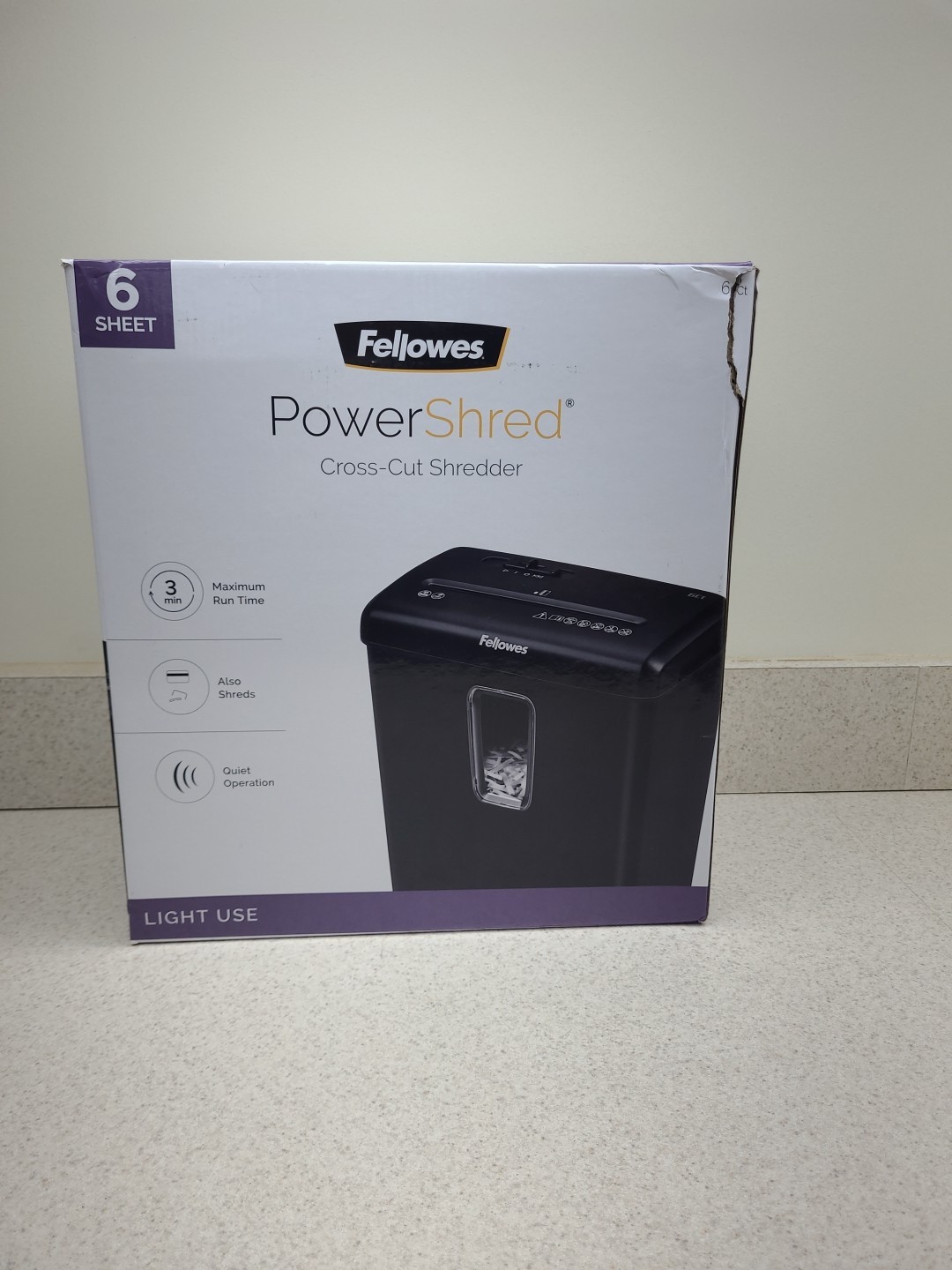 Fellowes Powershred 6-Sheet Cross-Cut Paper Shredder - Black