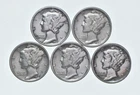 High Grade Lot 1937 1934 1939 1939 1939 Mercury Dime Collection *775