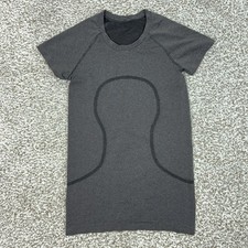Lululemon Shirt Womens 4 Gray Black Swiftly Tech Short Sleeve Seamless Running