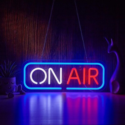 ON AIR Neon Sign - Bright LED Studio Light for Streaming Room, Podcast Decor,