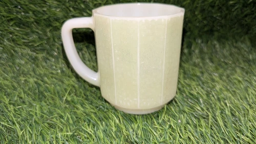 Federal Glass Green Moonglow Iridescent Opalescent Coffee Mug Textured Vintage