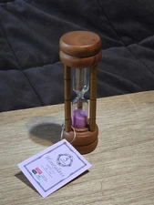 Daiso Japan 300 Seconds 5 Minutes Sand  Timer Hourglass  Wooden/Pink SAND