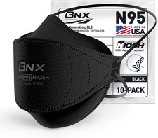 BNX N95 Mask Black NIOSH Certified MADE in USA Particulate Respirator Protective