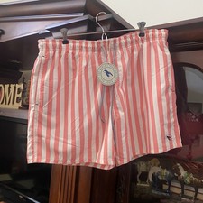 Ted Baker London Men s 3XL 7 Striped Swim Shorts Pink White Drawstring Pockets