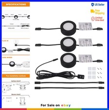 Wired LED Puck Lights 3 Inch 3000K 120V Plug-In or Hardwired Under Cabinet