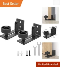 Flush Mount Black Barn Door Floor Guides with Adjustable Rollers - 8 Options