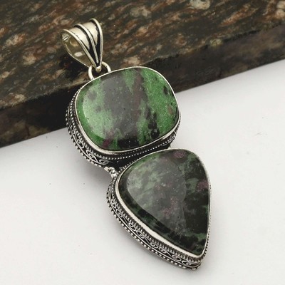 Ruby Zoisite Gemstone Ethnic Handmade Antique Design Pendant Jewelry 3 ...